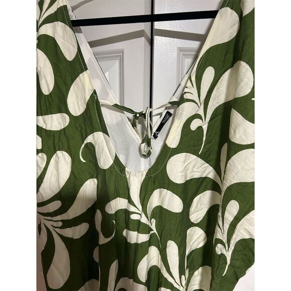 Anewsta Women's Floral Backless Midi Dress Green V-Neck Summer Casual - Picture 8 of 9